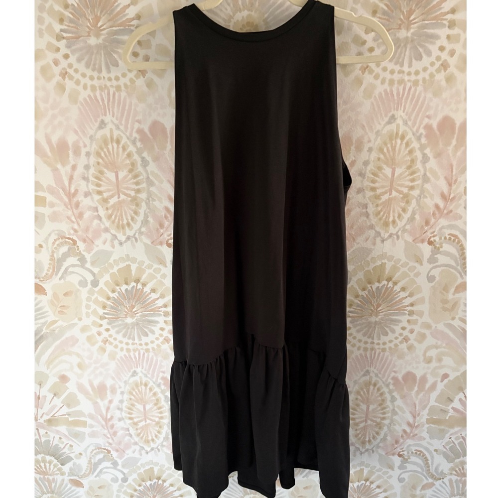 Zara Woman Black Sleeveless Drop Waist Ruffle Hem Mini Dress | Large